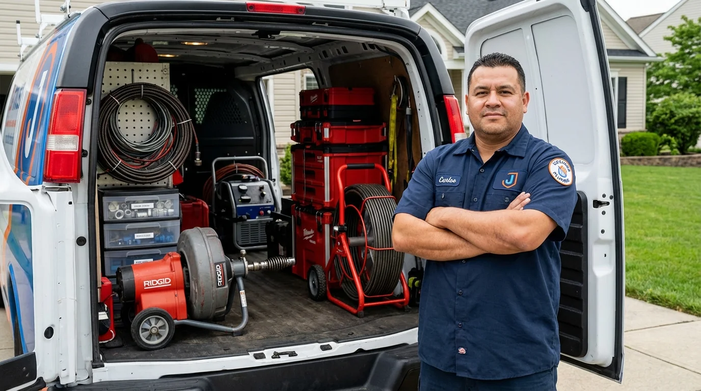 Professional drain cleaning equipment and Johns Plumbing LLC plumber in Crescent
