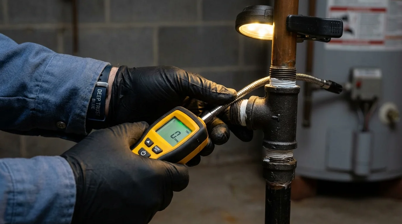 Gas leak detection with electronic sniffer by Johns Plumbing LLC in Crescent