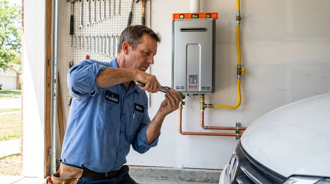 Tankless water heater installation by a Johns Plumbing LLC plumber in Crescent